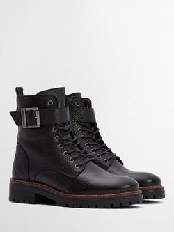 Barbour Heidi Leather Commando Boots, Black - view 2, Black