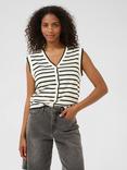 KAFFE Amalia Stripe Sleeveless Knit Top, White/Multi