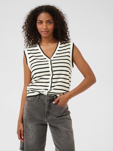 KAFFE Amalia Stripe Sleeveless Knit Top, White/Multi, White/Multi