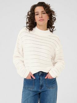 KAFFE Funnel Neck Cotton Blend Jumper, White