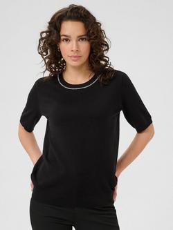KAFFE KAcarly Knitted Short Sleeve Jumper, Black