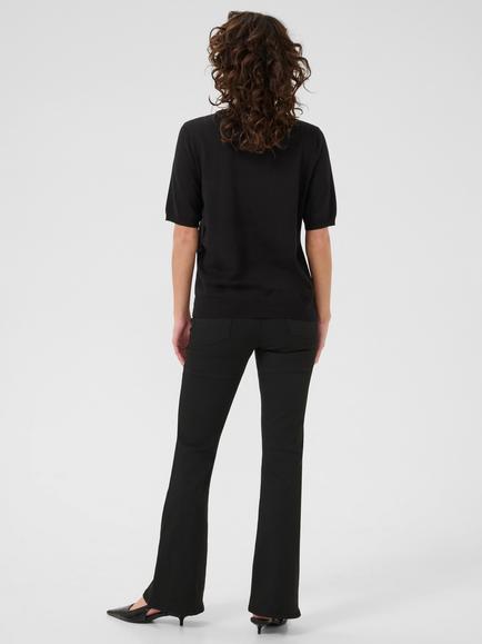 KAFFE KAcarly Knitted Short Sleeve Jumper - view 2, Black