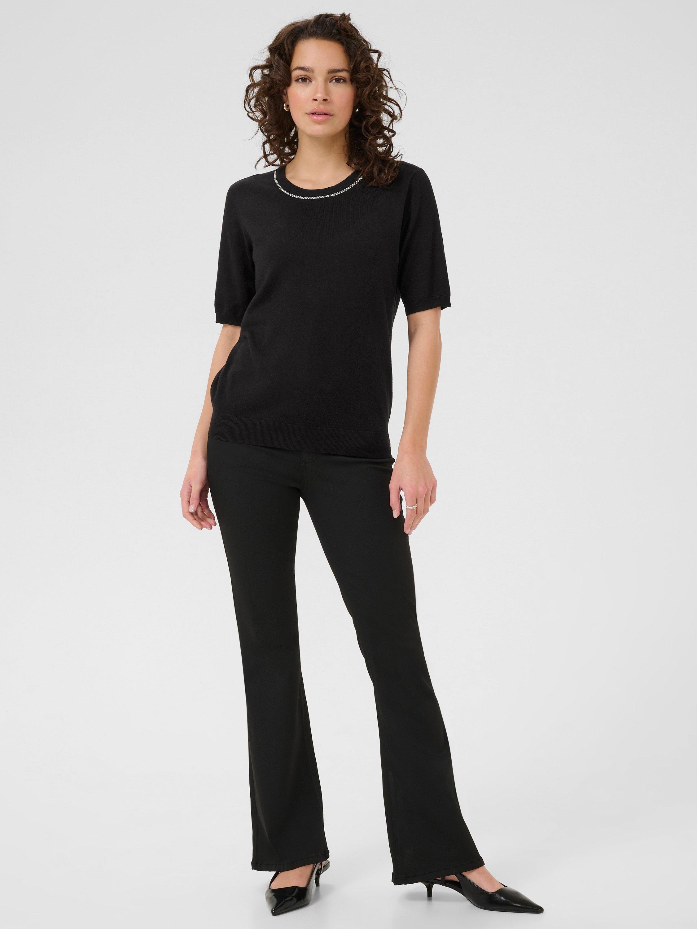 Product image 3 of 6, which shows KAFFE KAcarly Knitted Short Sleeve Jumper, Black, XS