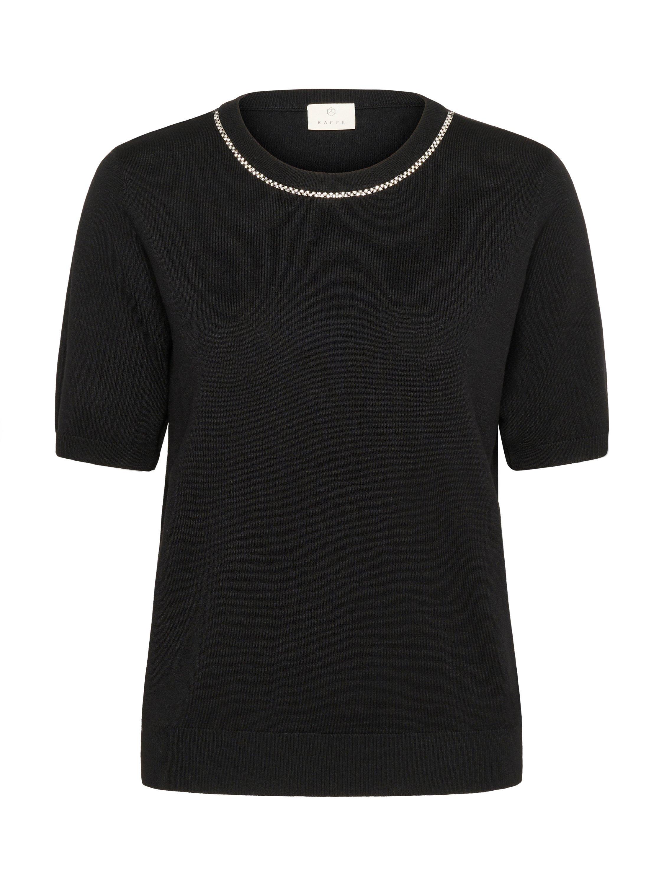 Product image 5 of 6, which shows KAFFE KAcarly Knitted Short Sleeve Jumper, Black, XS
