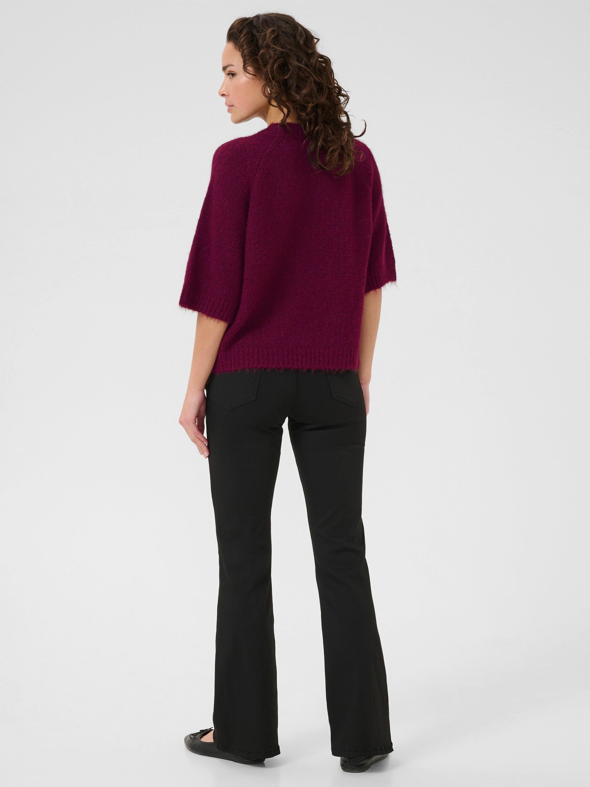 Product image 2 of 6, which shows KAFFE Emilie Knit Cropped Jumper, Mid Red, XS