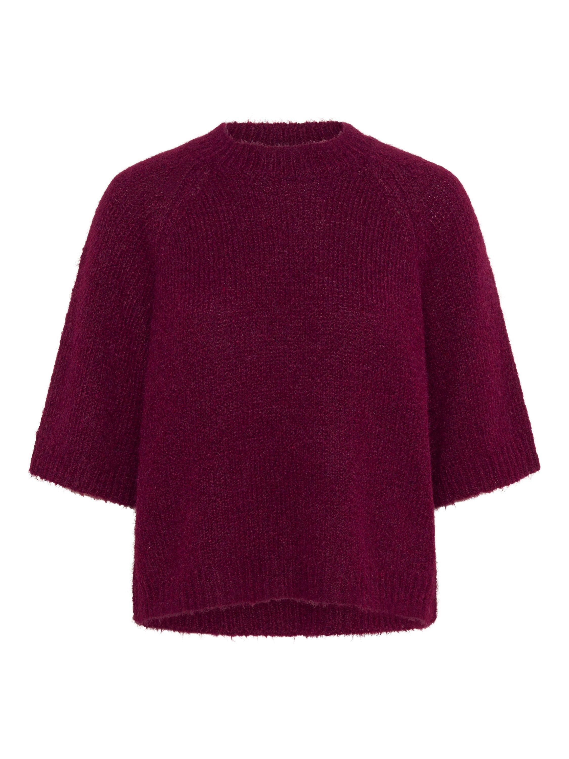 Product image 5 of 6, which shows KAFFE Emilie Knit Cropped Jumper, Mid Red, XS