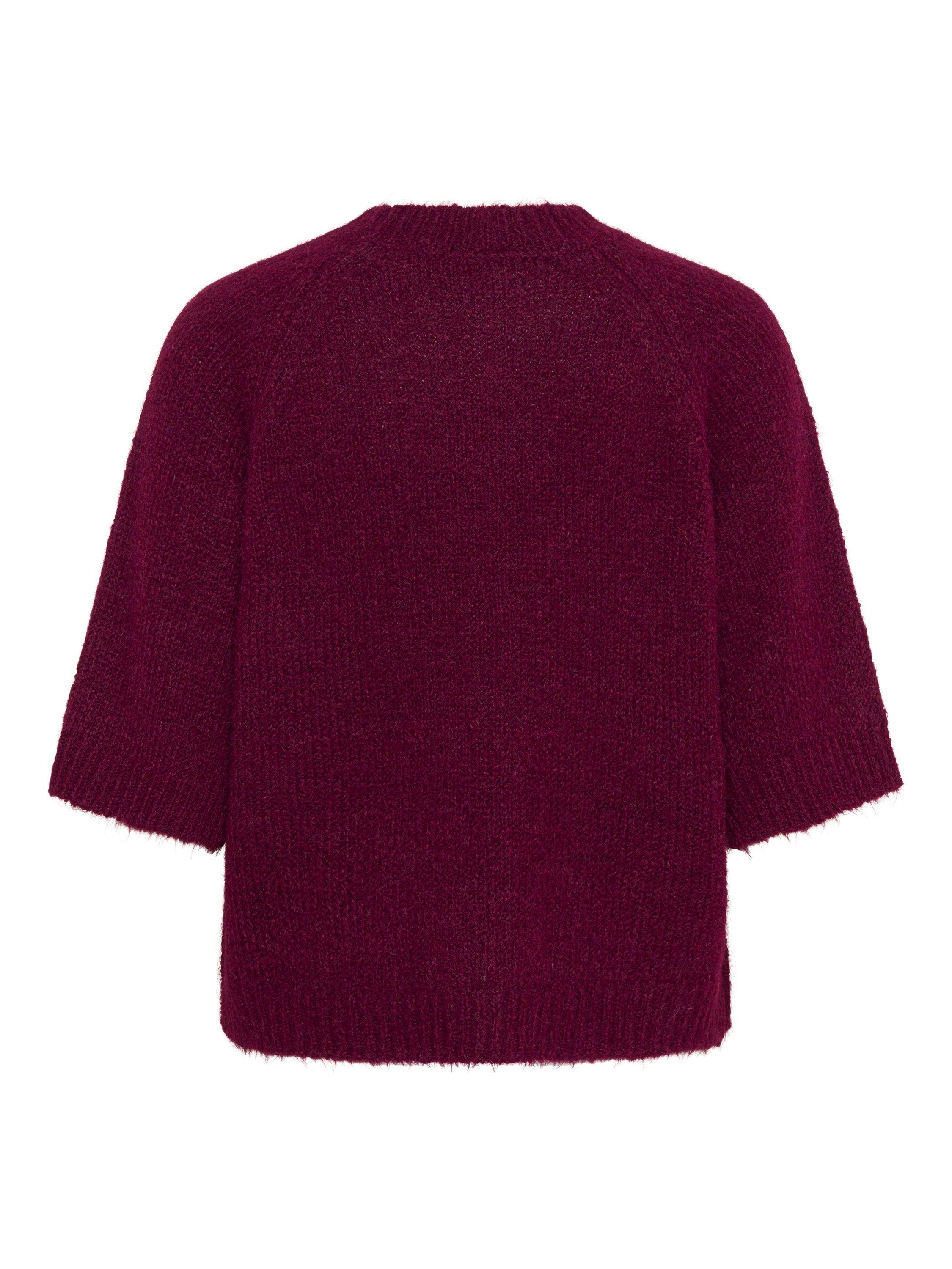 Product image 6 of 6, which shows KAFFE Emilie Knit Cropped Jumper, Mid Red, XS