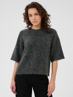 KAFFE Emilie Knit Cropped Jumper, Mid Grey, Mid Grey