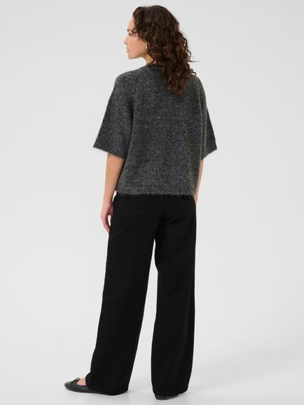 KAFFE Emilie Knit Cropped Jumper, Mid Grey - view 2, Mid Grey