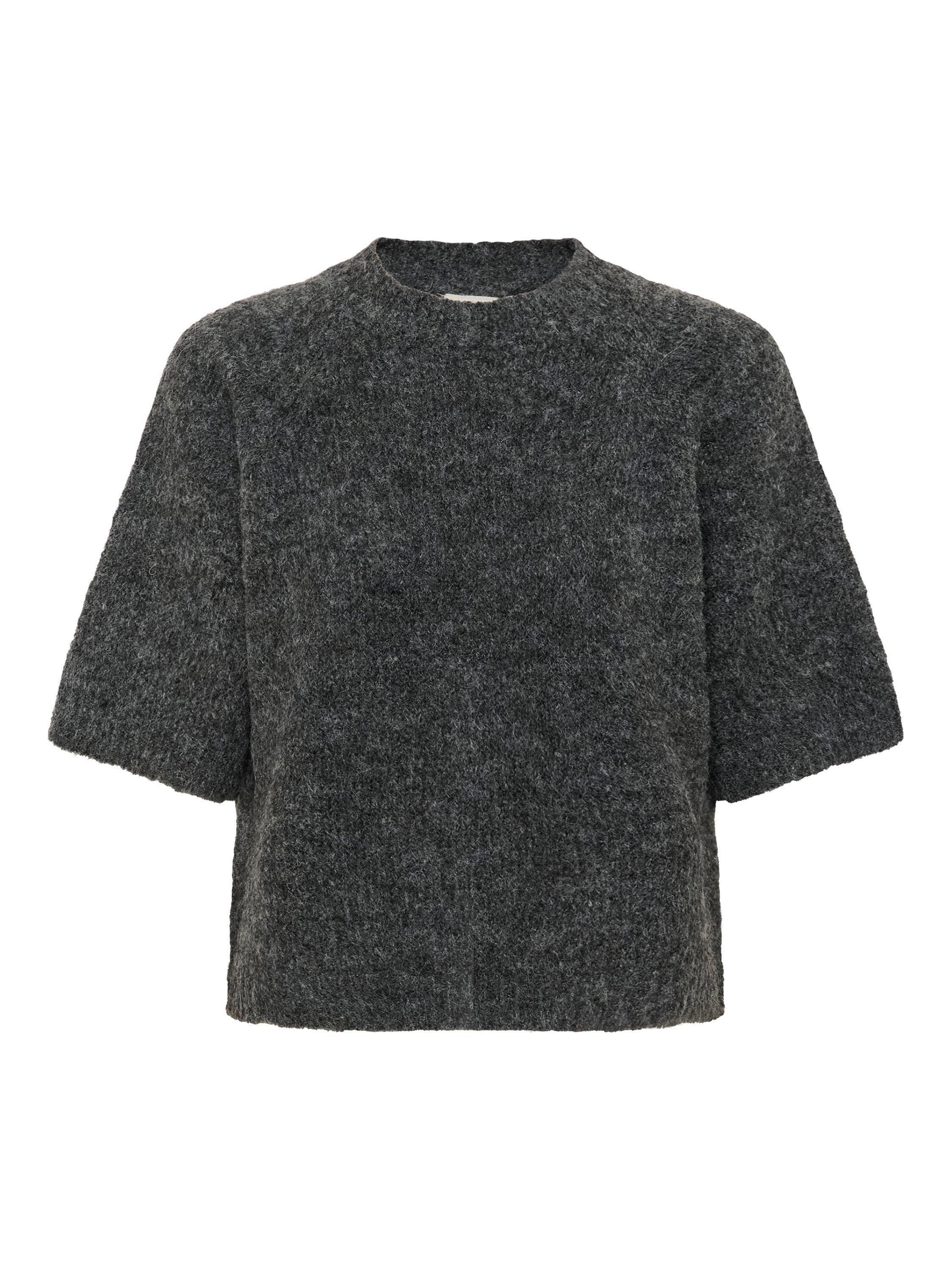 Product image 5 of 6, which shows KAFFE Emilie Knit Cropped Jumper, Mid Grey, XS