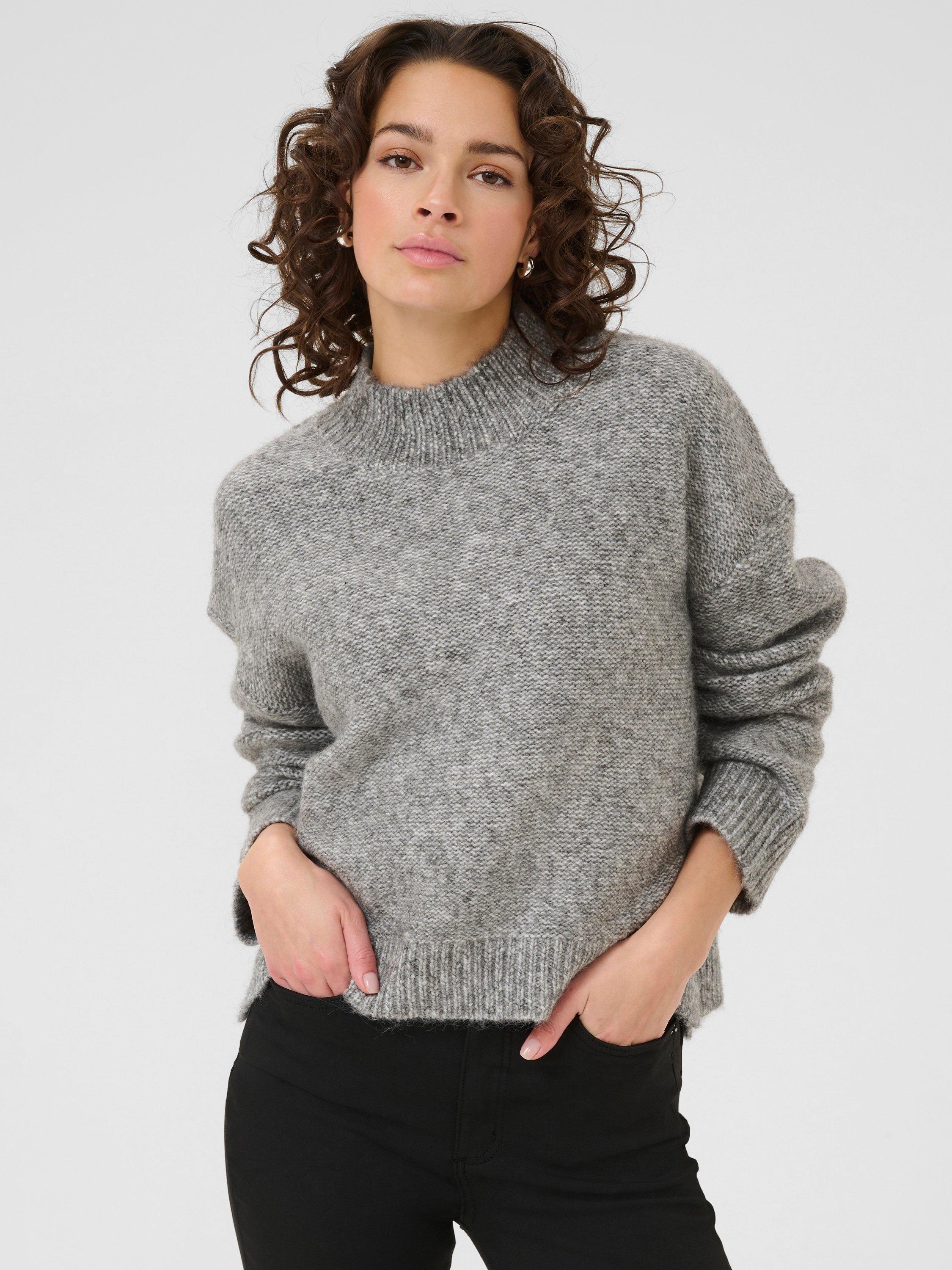 Product image 1 of 6, which shows KAFFE Labis Funnel Neck Jumper, Mid Grey, XS