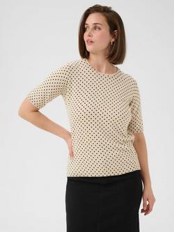 KAFFE Liz Polka Dot Jumper, Beige/Multi, Beige/Multi