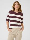 KAFFE Lizza Stripe Knit Jumper, Brown/Multi