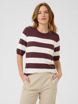 KAFFE Lizza Stripe Knit Jumper, Brown/Multi, Brown/Multi