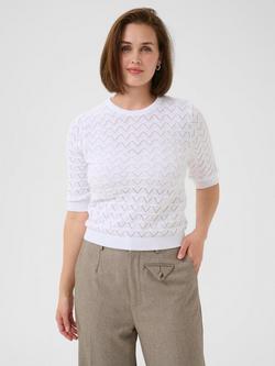 KAFFE Karla Textured Short Sleeve Jumper, White, White
