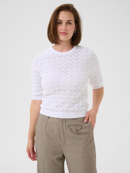 KAFFE Karla Textured Short Sleeve Jumper, White, White