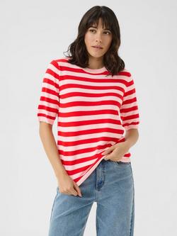 KAFFE Lizza Stripe Knit Jumper, Pink/Multi, Pink/Multi