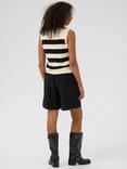 KAFFE Lizza Stripe Sleeveless Knit Top, Black/Multi