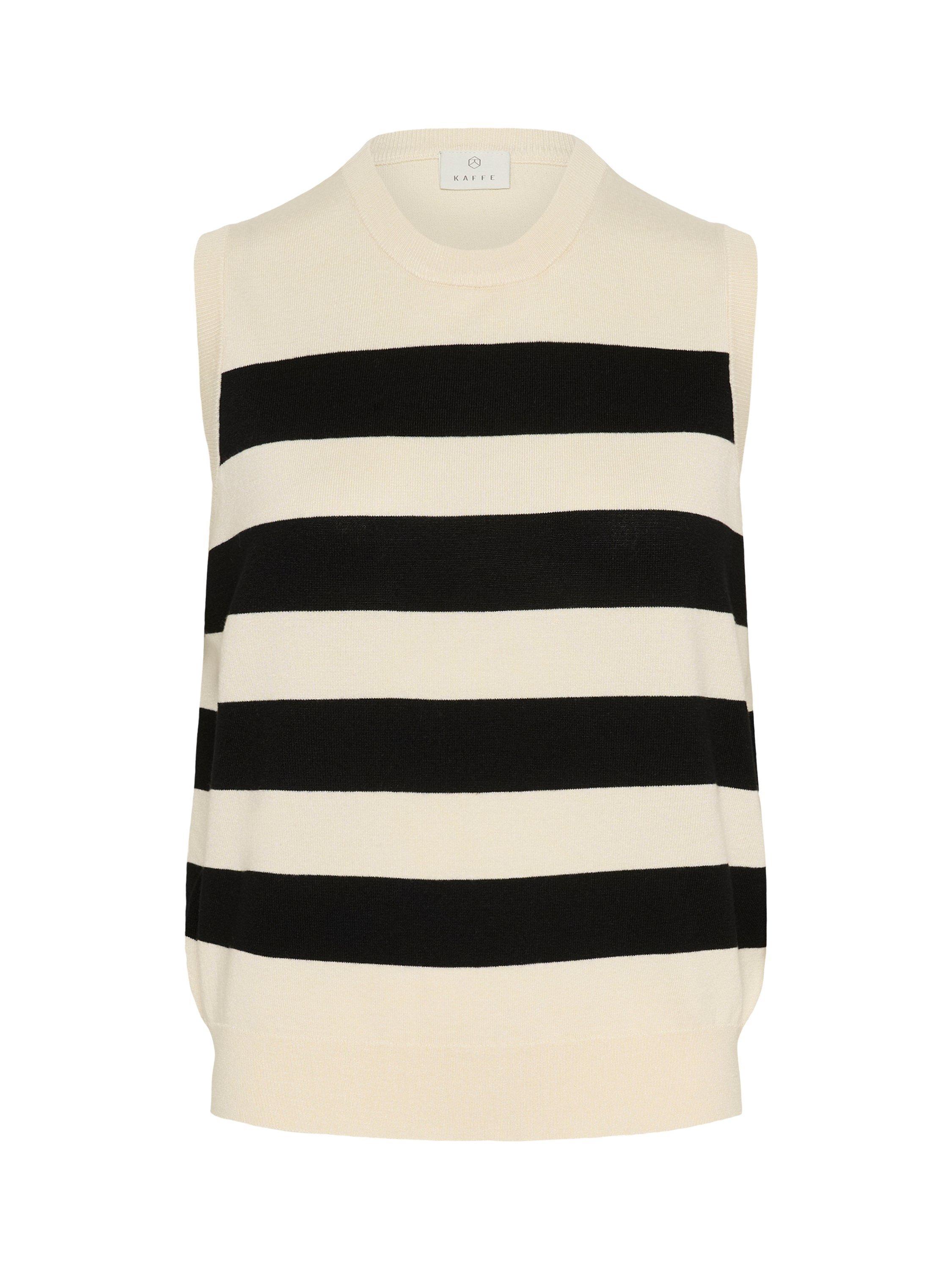 Product image 5 of 6, which shows KAFFE Lizza Stripe Sleeveless Knit Top, Black/Multi, XS