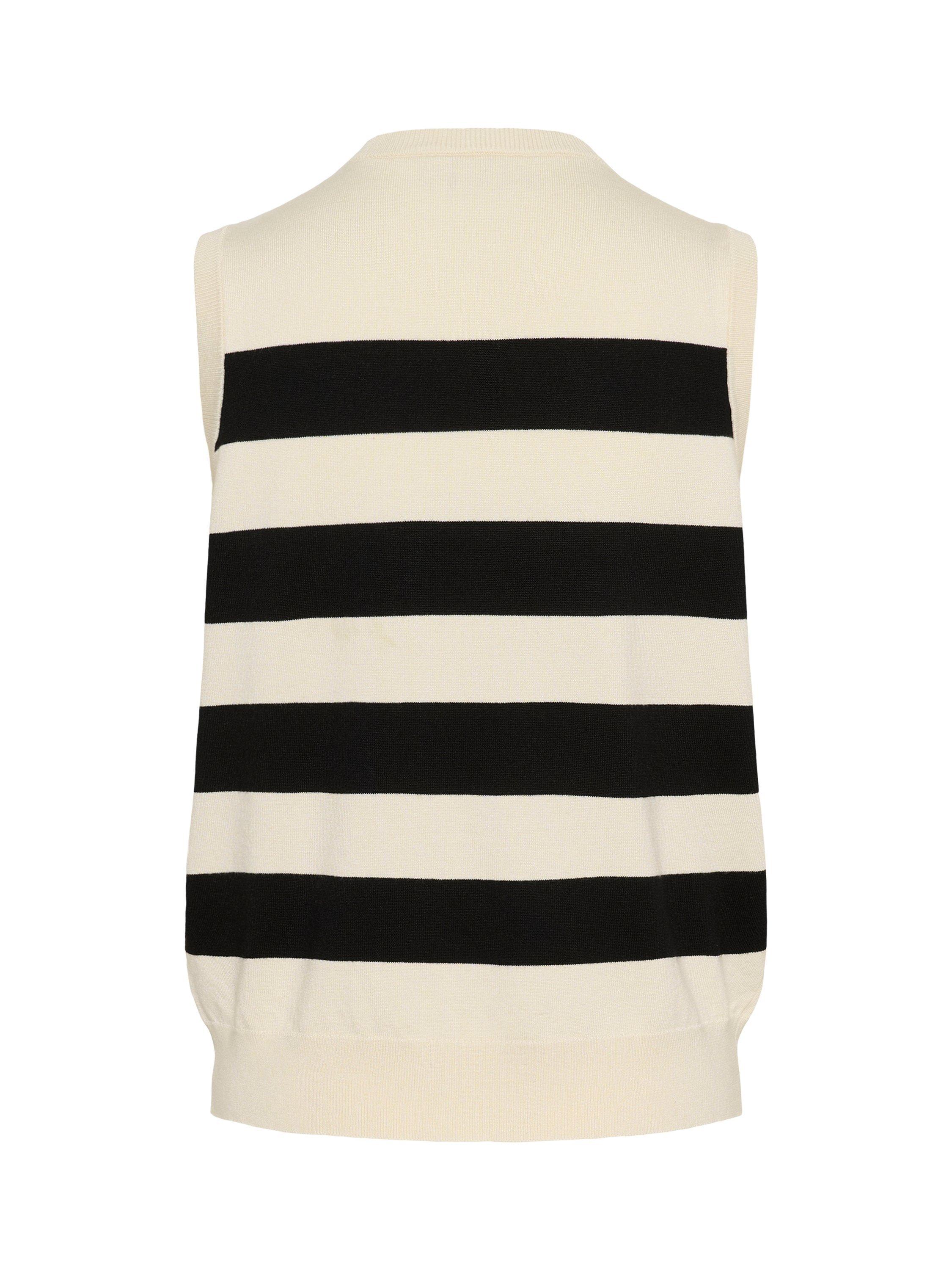 Product image 6 of 6, which shows KAFFE Lizza Stripe Sleeveless Knit Top, Black/Multi, XS