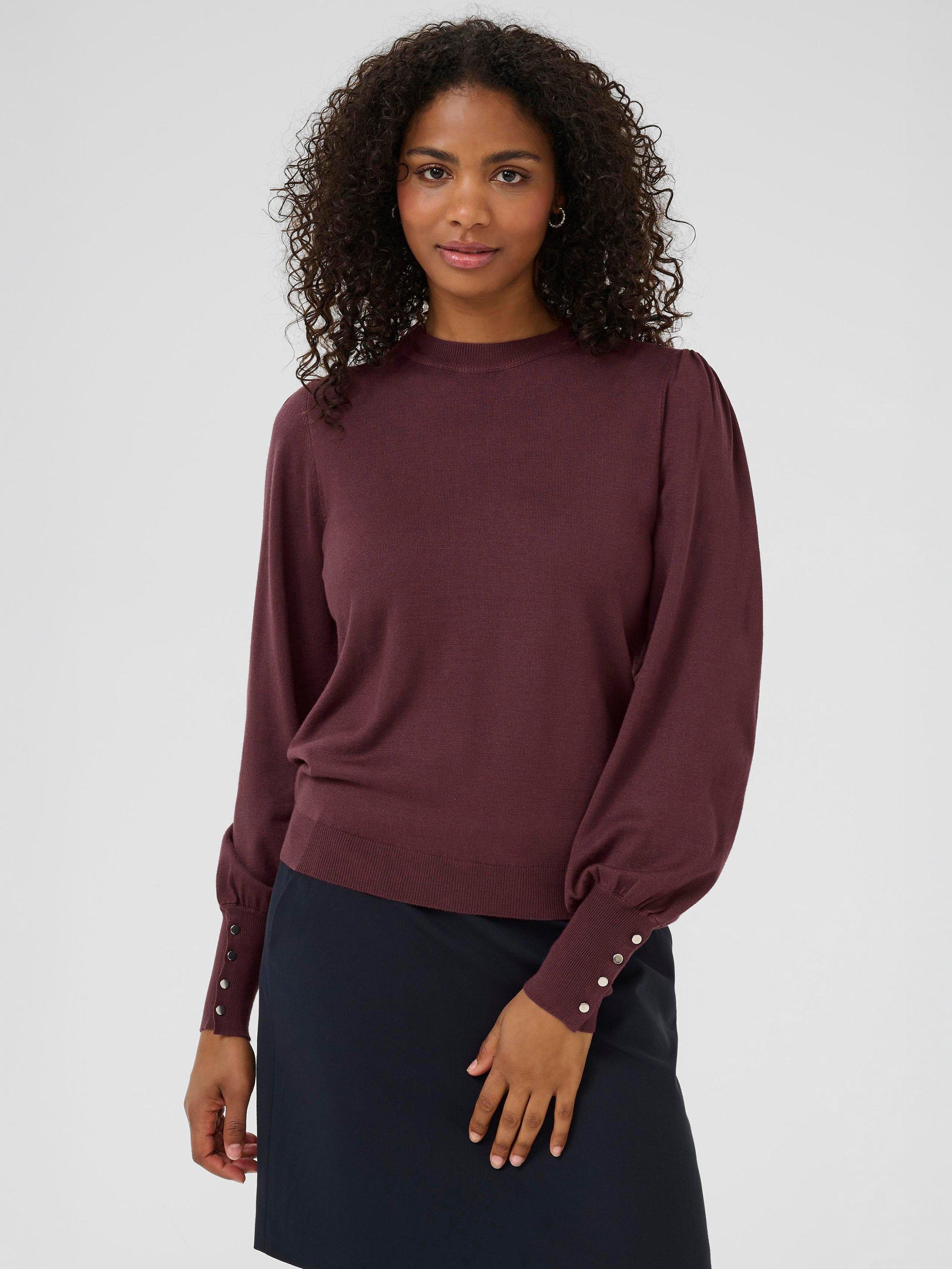 Product image 1 of 6, which shows KAFFE Lizza Round Neck Jumper, Mid Red, XS