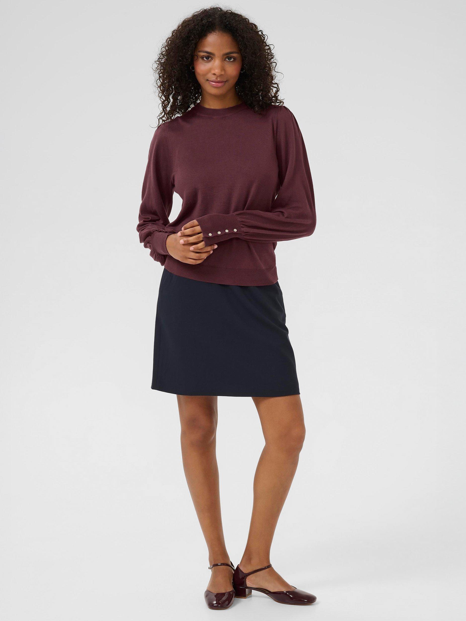 Product image 3 of 6, which shows KAFFE Lizza Round Neck Jumper, Mid Red, XS