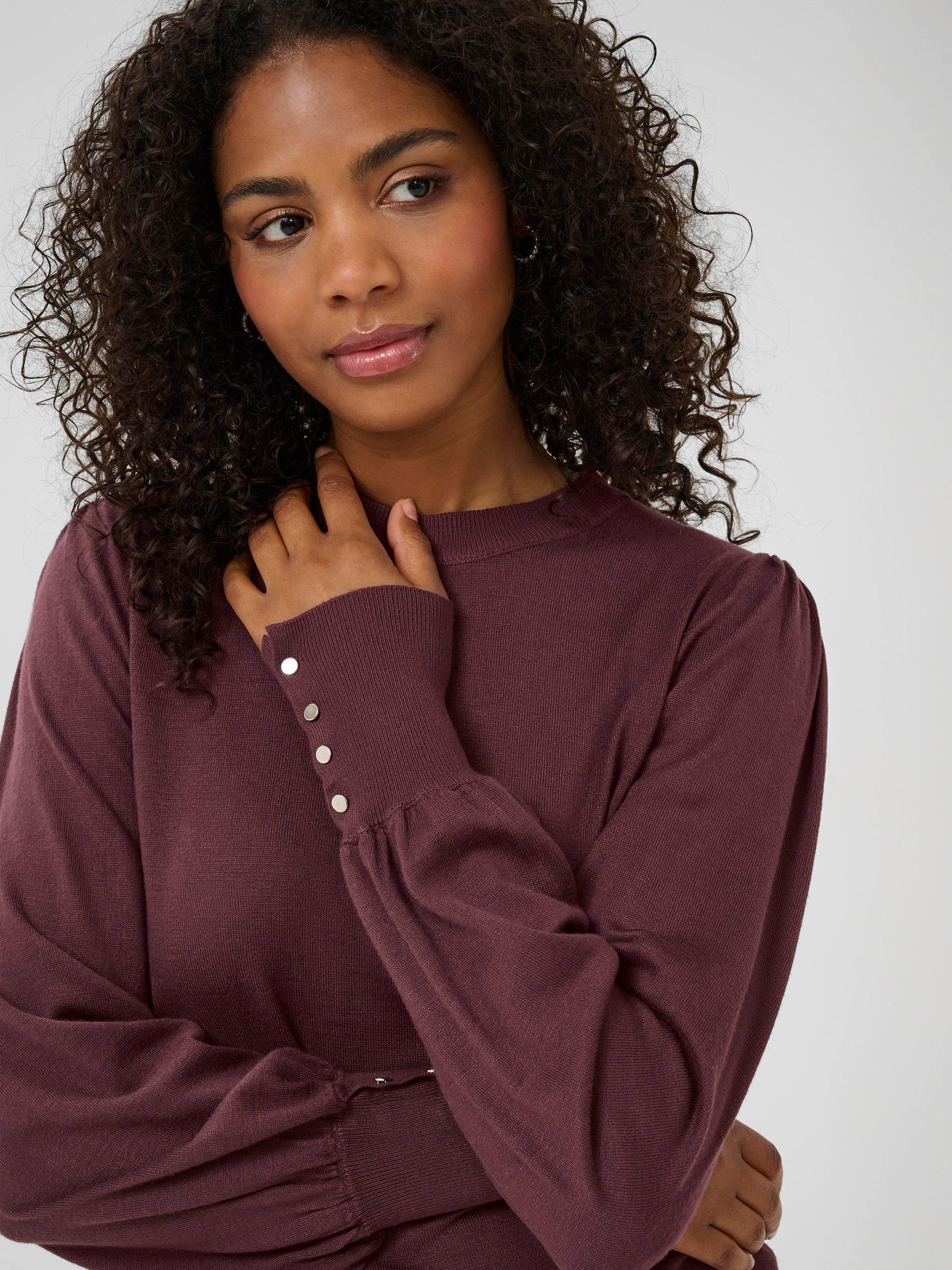 Product image 4 of 6, which shows KAFFE Lizza Round Neck Jumper, Mid Red, XS
