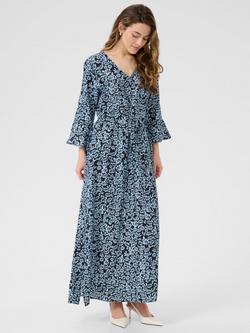 KAFFE Amanda Floral Maxi Dress, Blue/Multi, Blue/Multi