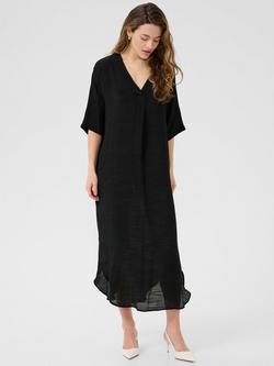 KAFFE Anja V-Neck Midi Dress, Black, Black