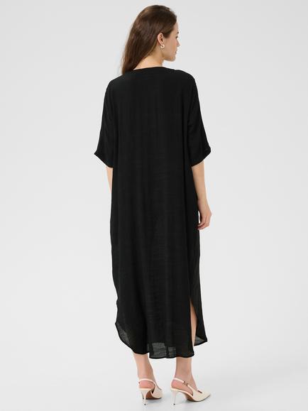 KAFFE Anja V-Neck Midi Dress, Black - view 2, Black