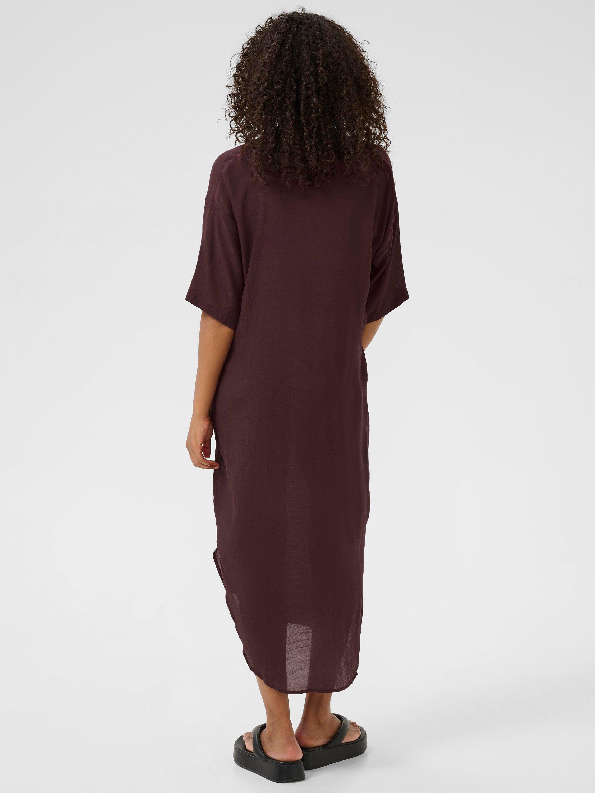 Product image 2 of 5, which shows KAFFE Anja V-Neck Midi Dress, Mid Red, 10
