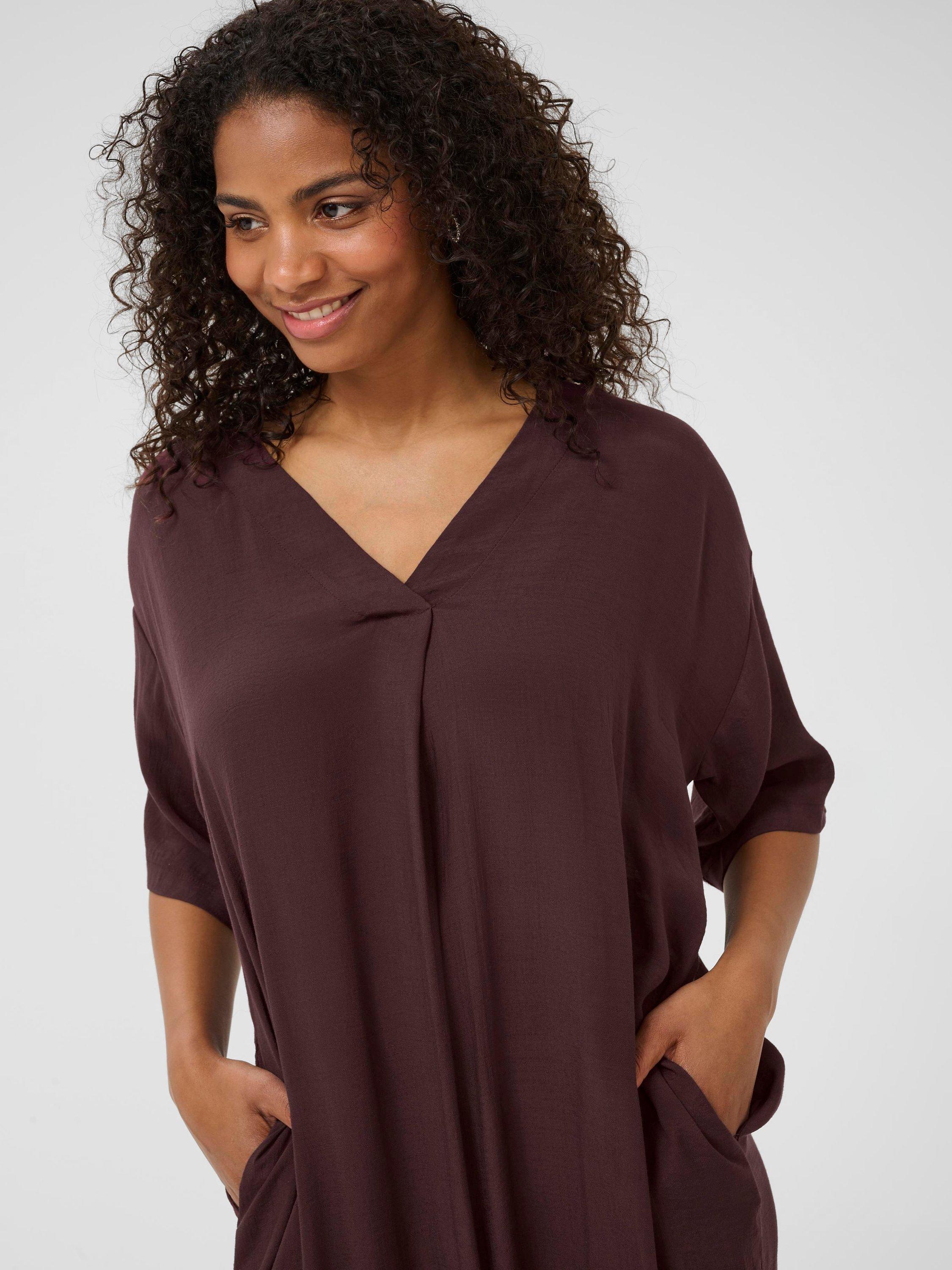 Product image 3 of 5, which shows KAFFE Anja V-Neck Midi Dress, Mid Red, 10