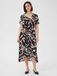 KAFFE Beathe Abstract Midi Dress, Black/Multi