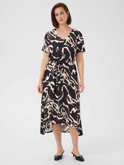 KAFFE Beathe Abstract Midi Dress, Black/Multi, Black/Multi