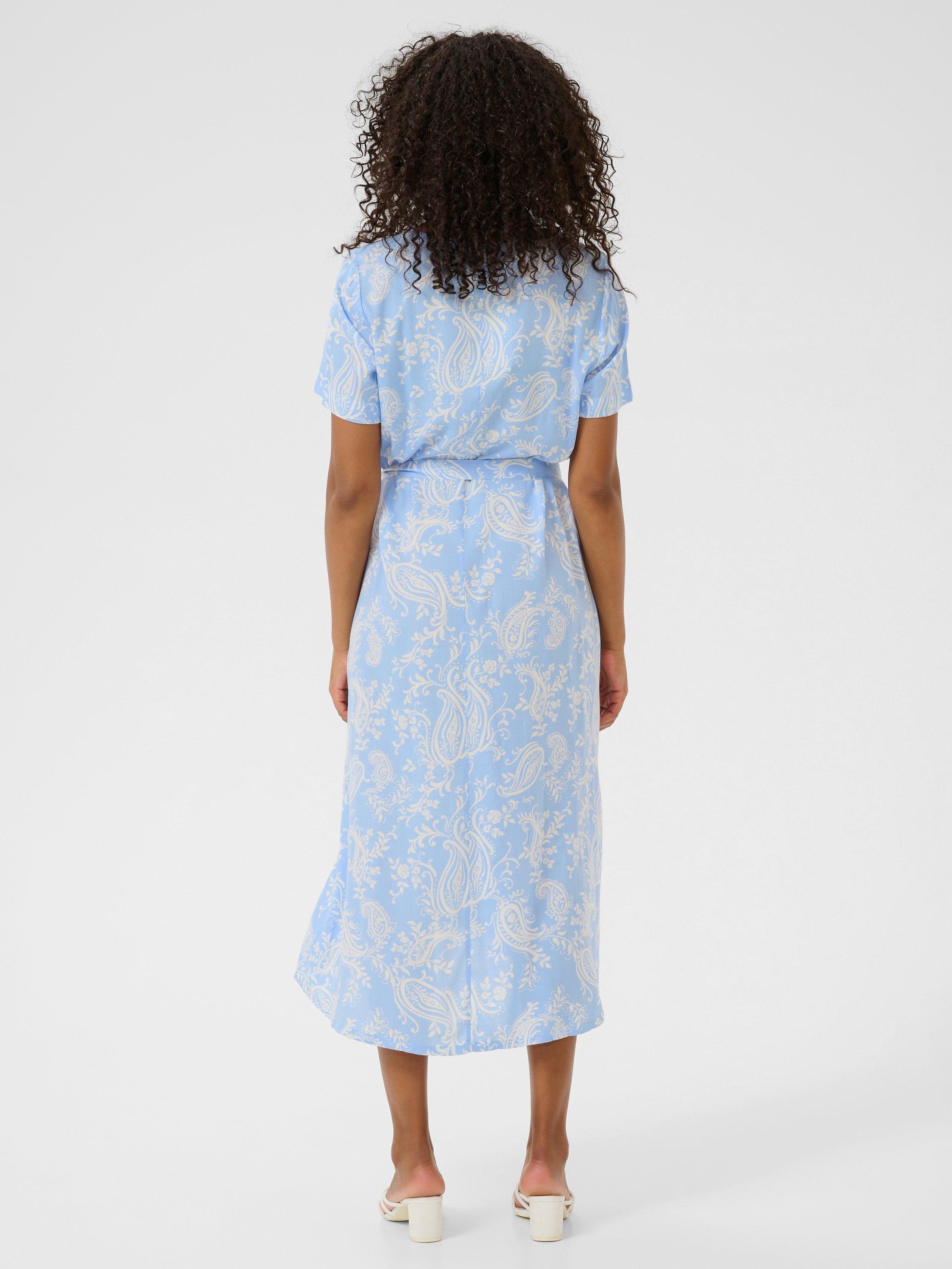 Product image 2 of 5, which shows KAFFE Windsurfer Paisley Midi Dress, Blue/Multi, 8