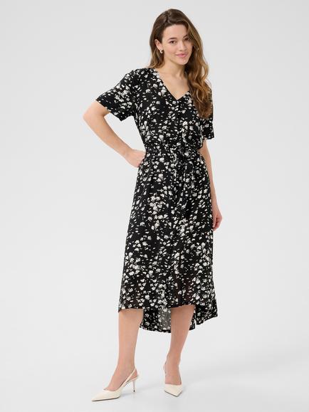 KAFFE Beathe Graphic Midi Dress, Black/Multi, Black/Multi
