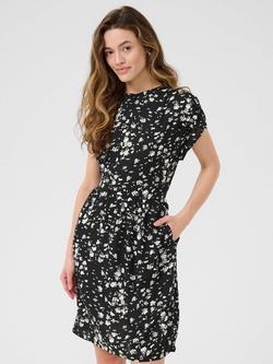 KAFFE Beathe Abstract Short Sleeve Dress, Black/Multi, Black/Multi