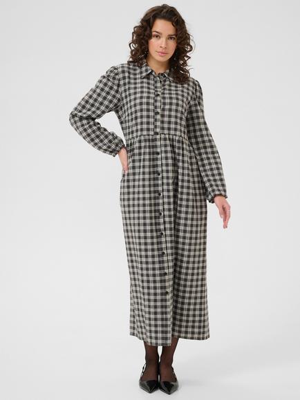 KAFFE Elna Check Shirt Dress, Black/Multi, Black/Multi