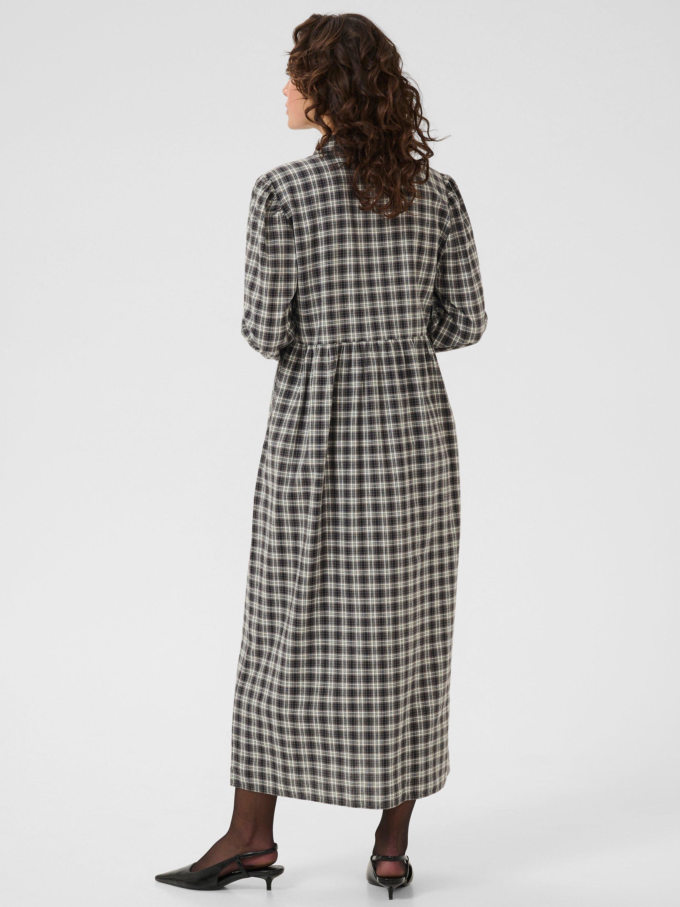 Product image 2 of 5, which shows KAFFE Elna Check Shirt Dress, Black/Multi, 8