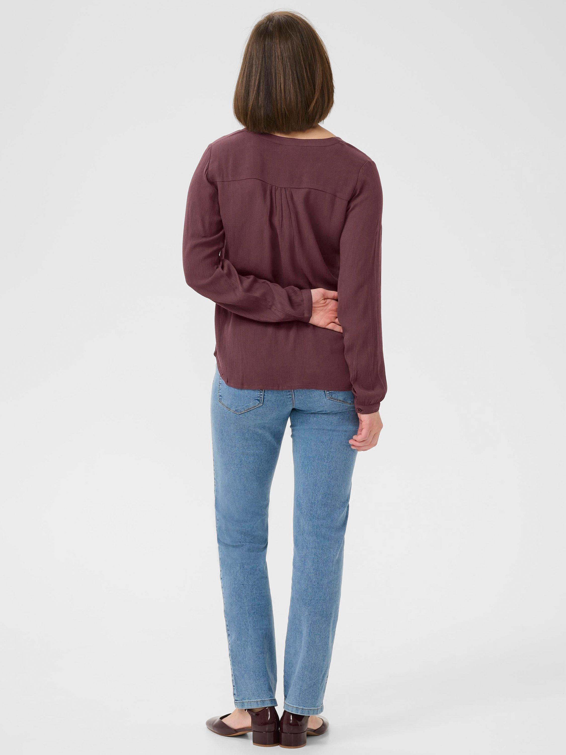 Product image 2 of 6, which shows KAFFE Amber V-Neck Long Sleeve Top, Mid Red, 8