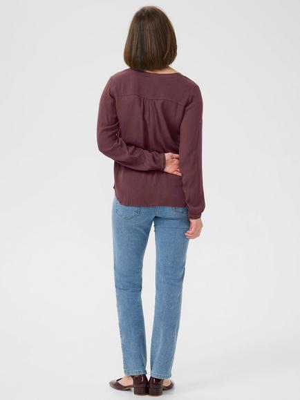 KAFFE Amber V-Neck Long Sleeve Top, Mid Red - view 2, Mid Red