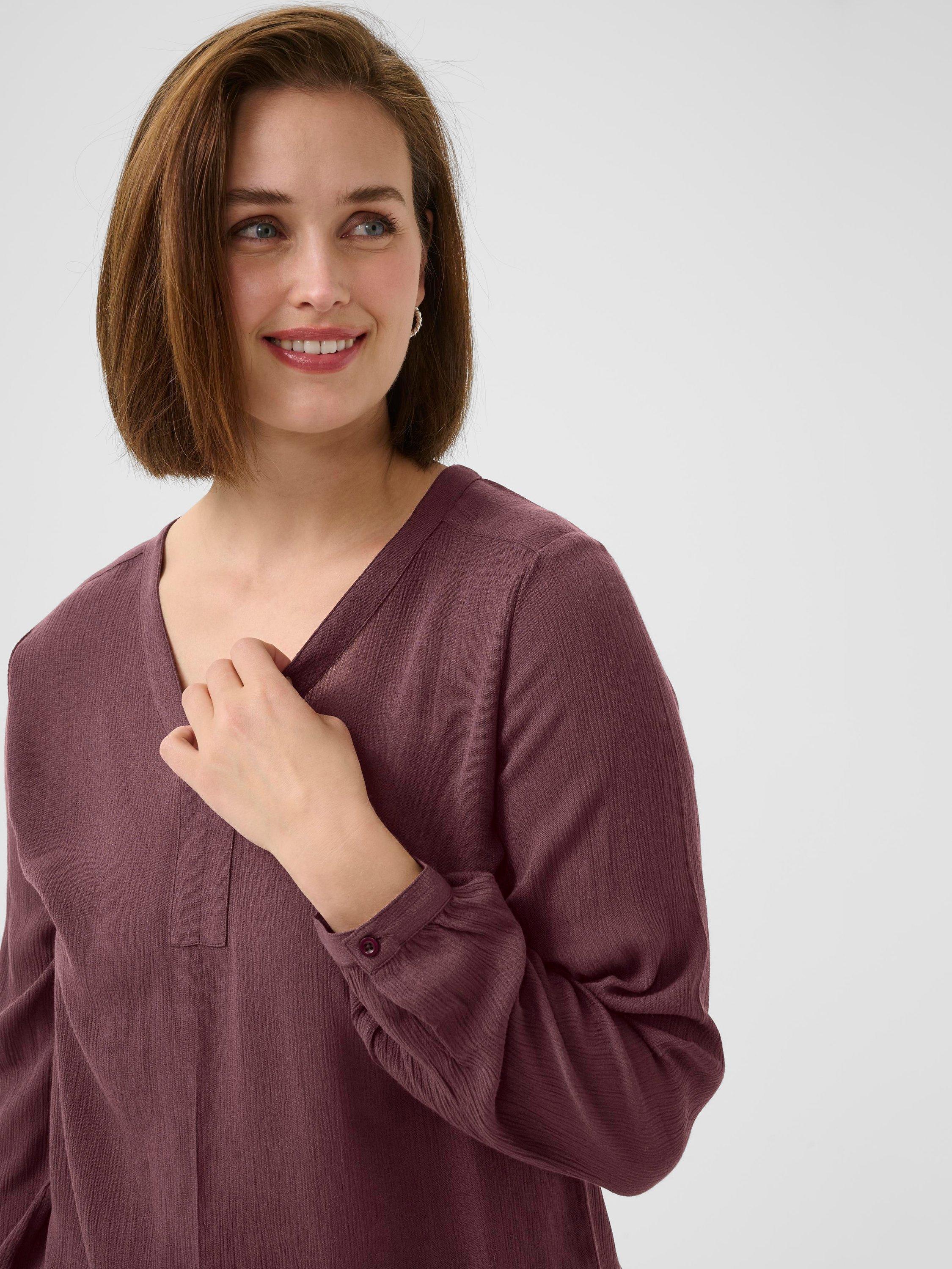 Product image 4 of 6, which shows KAFFE Amber V-Neck Long Sleeve Top, Mid Red, 8