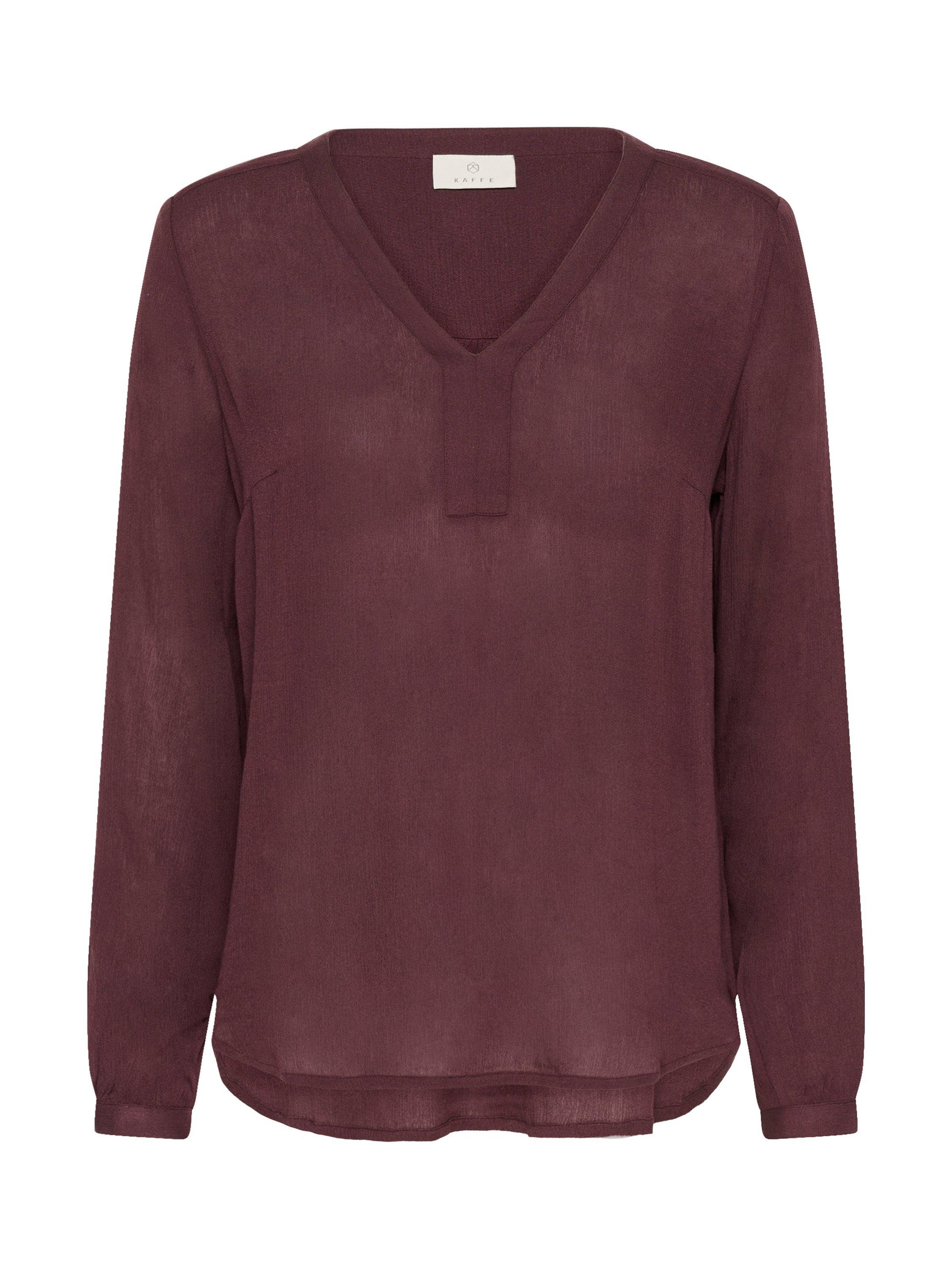 Product image 5 of 6, which shows KAFFE Amber V-Neck Long Sleeve Top, Mid Red, 8