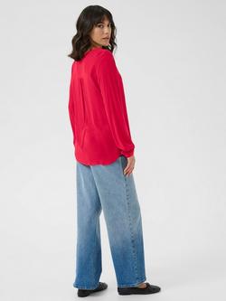 KAFFE Amber V-Neck Long Sleeve Top, Mid Red - view 2, Mid Red
