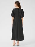 KAFFE Gwen Polka Dot Puff Sleeve Midi Dress, Black/Multi