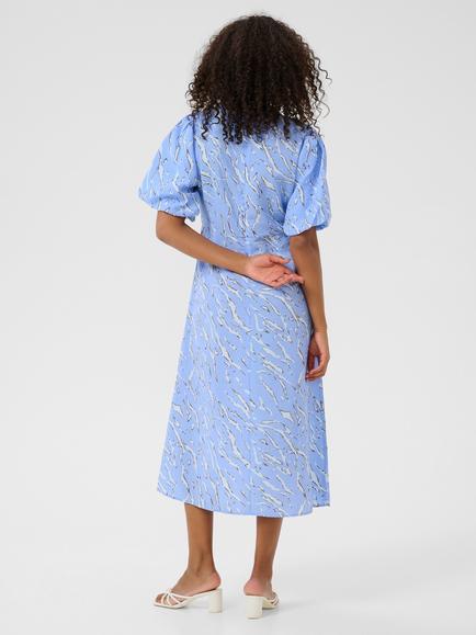 KAFFE Hannah Abstract V-Neck Midi Dress, Blue - view 2, Blue