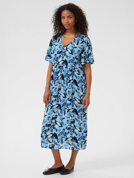 KAFFE KAjessi Amber Midi Dress, Blue/Multi, Blue/Multi