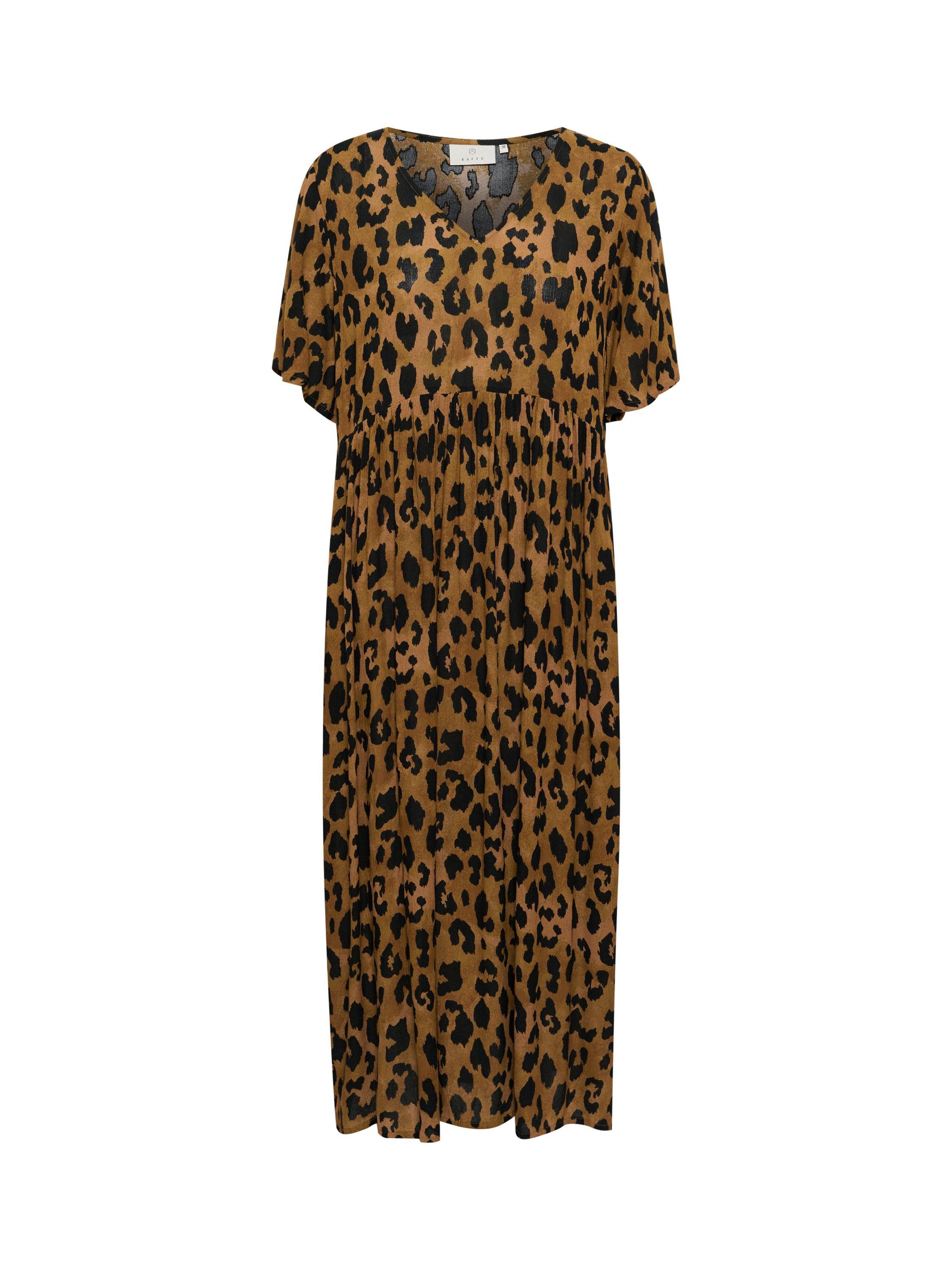Product image 4 of 5, which shows KAFFE KAjessi Amber Leopard Print Midi Dress, Brown/Multi, 8