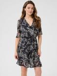 KAFFE Lecta Paisley Print V-Neck Mini Dress, Black/Multi