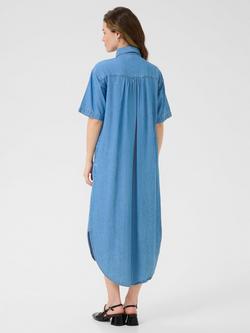 KAFFE Luise Denim Short Sleeve Midi Shirt Dress - view 2, Mid Blue